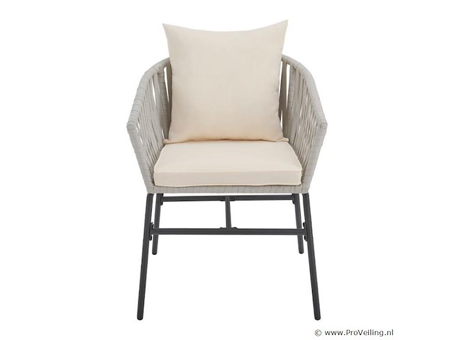 2 tuinstoelen met touwgaas - lichtgrijs - incl. rug- en zitkussens - afbeelding 10 van  13