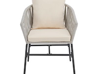 2 tuinstoelen met touwgaas - lichtgrijs - incl. rug- en zitkussens - afbeelding 10 van  13