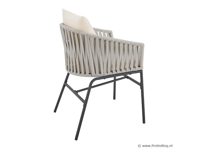2 tuinstoelen met touwgaas - lichtgrijs - incl. rug- en zitkussens - afbeelding 11 van  13