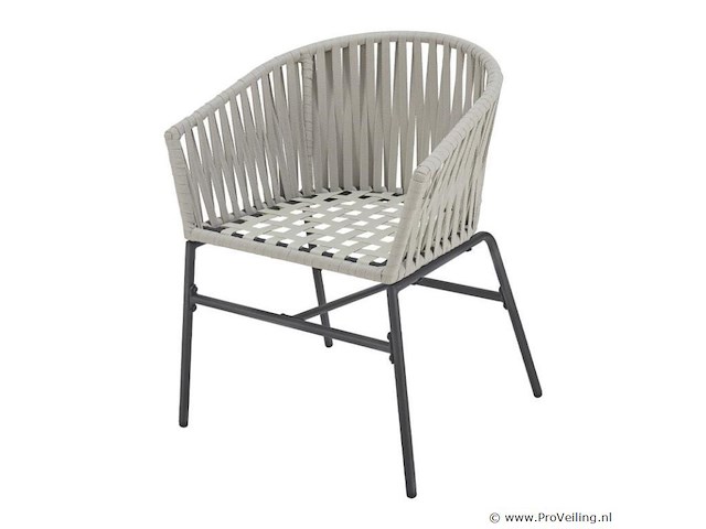 2 tuinstoelen met touwgaas - lichtgrijs - incl. rug- en zitkussens - afbeelding 12 van  13