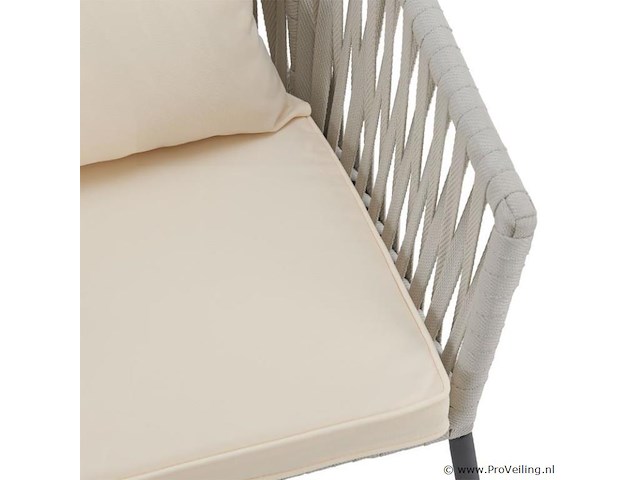 2 tuinstoelen met touwgaas - lichtgrijs - incl. rug- en zitkussens - afbeelding 13 van  13