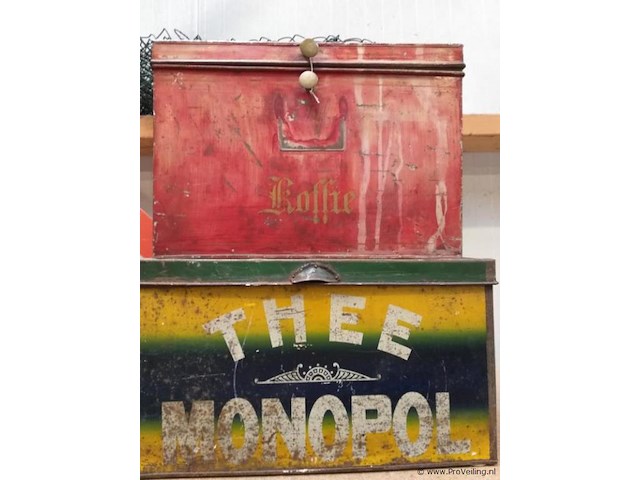 2 x blikken opbergbak ( koffie en thee ) - afbeelding 1 van  5