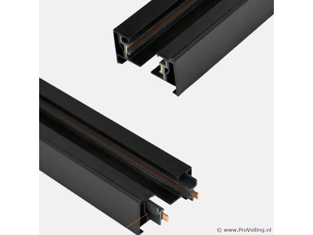 2 x eenfase rail – 1 m – zwart –aluminium – ip20 – inclusief montageset - afbeelding 3 van  3