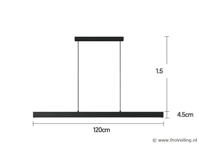2 x led lineaire hanglamp – 35w – 120cm – zwart – ingebouwde led – inclusief montageset - afbeelding 3 van  5