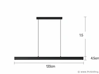 2 x led lineaire hanglamp – 35w – 120cm – zwart – ingebouwde led – inclusief montageset - afbeelding 3 van  5