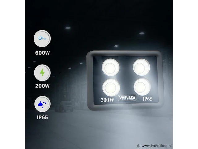 2 x led schijnwerper 200w – 6500k koud wit – ip65 waterdicht – 20.000 lm – cob – buiten/binnen - afbeelding 1 van  5