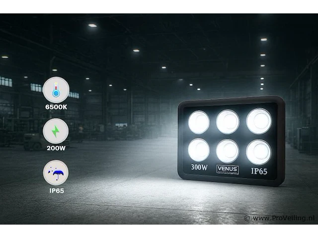 2 x led schijnwerper 300w – 6500kkoud wit – ip65 waterdicht – 30.000 lm – cob – buiten/binnen - afbeelding 1 van  5