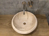 2 x natuursteen travertin beige waskom 40,6x15 cm - afbeelding 7 van  7