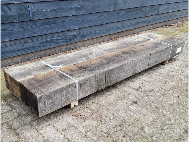 2 x rustieke eiken bielzen 150 x 250mm , lengte 200 cm - afbeelding 1 van  5