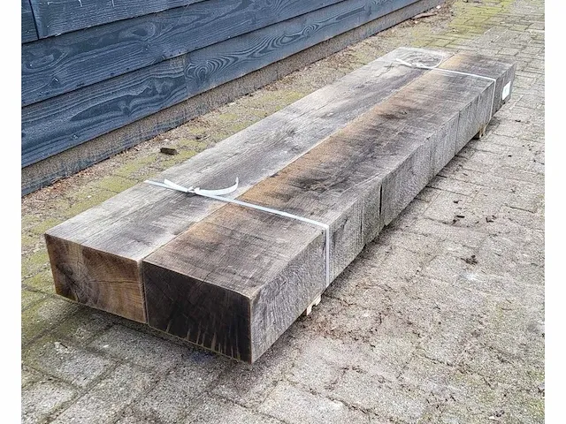 2 x rustieke eiken bielzen 150 x 250mm , lengte 200 cm - afbeelding 3 van  5