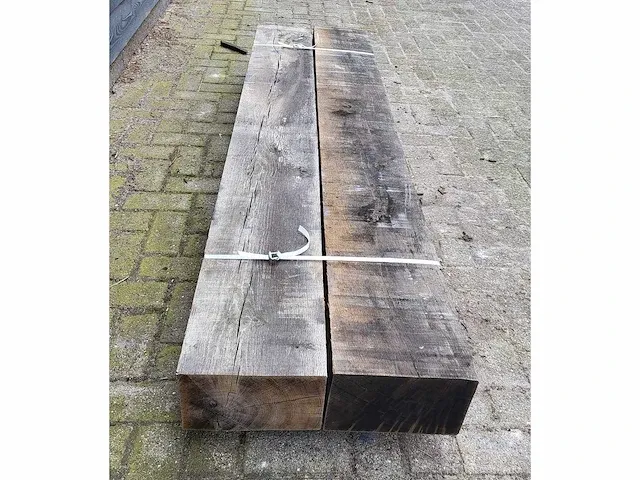 2 x rustieke eiken bielzen 150 x 250mm , lengte 200 cm - afbeelding 4 van  5