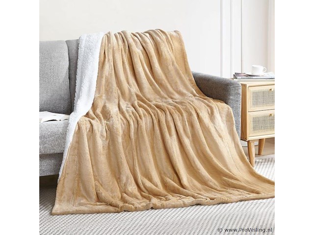 2 zijdige fleecedeken camel 150 x 200cm - afbeelding 2 van  4