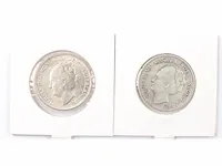 2 zilveren guldens koningin wilhelmina 1928, 1929 - afbeelding 2 van  2