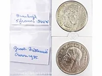 2 zilveren munten frankrijk en groot brittannië 1844, 1935 - afbeelding 1 van  2