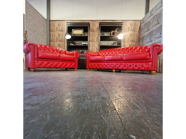 2-zits + 3-zits set chesterfield, melbourne, rood - afbeelding 2 van  5