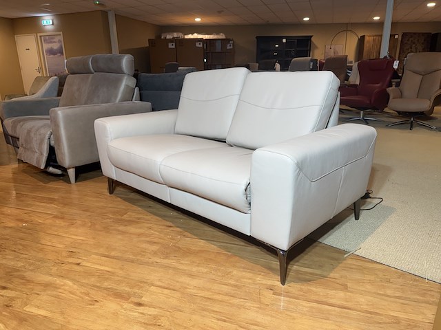 2-zits bank, beige leer, elektrisch verstelbare relaxfunctie - afbeelding 3 van  5