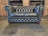 2-zits bank chesterfield, brighton, blauw - afbeelding 1 van  3
