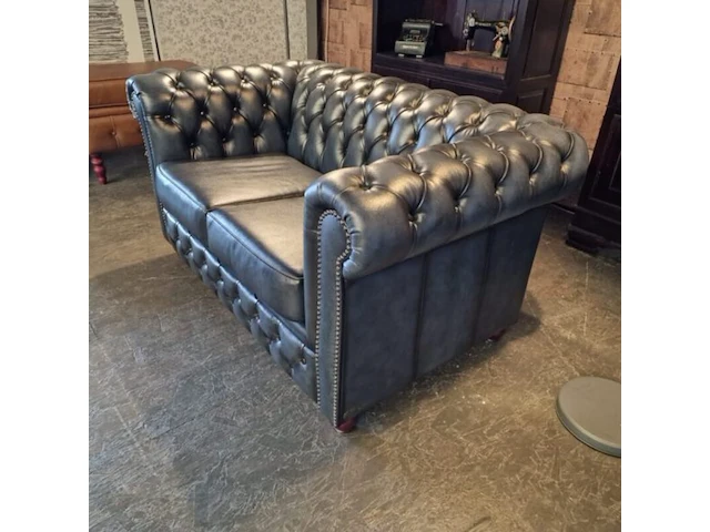 2-zits bank chesterfield, brighton, blauw - afbeelding 2 van  3