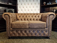 2-zits bank chesterfield, brighton, bruin - afbeelding 1 van  6