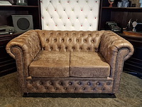 2-zits bank chesterfield, brighton, bruin - afbeelding 2 van  6