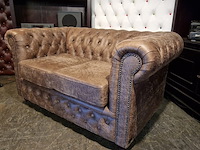 2-zits bank chesterfield, brighton, bruin - afbeelding 3 van  6