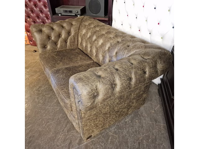 2-zits bank chesterfield, brighton, groen - afbeelding 4 van  6