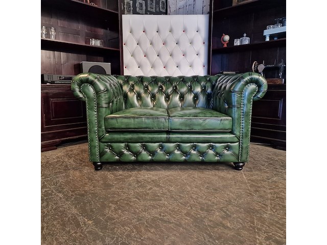 2-zits bank chesterfield, brighton, groen - afbeelding 1 van  6