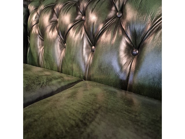 2-zits bank chesterfield, brighton, groen - afbeelding 4 van  6