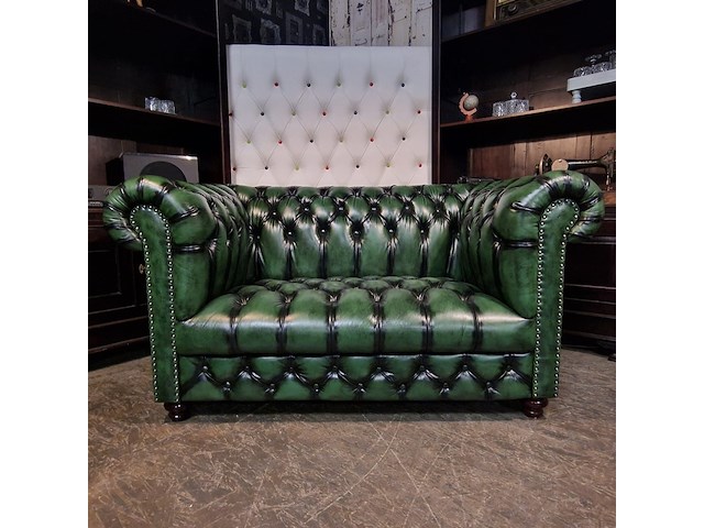 2-zits bank chesterfield, brighton, groen - afbeelding 1 van  5