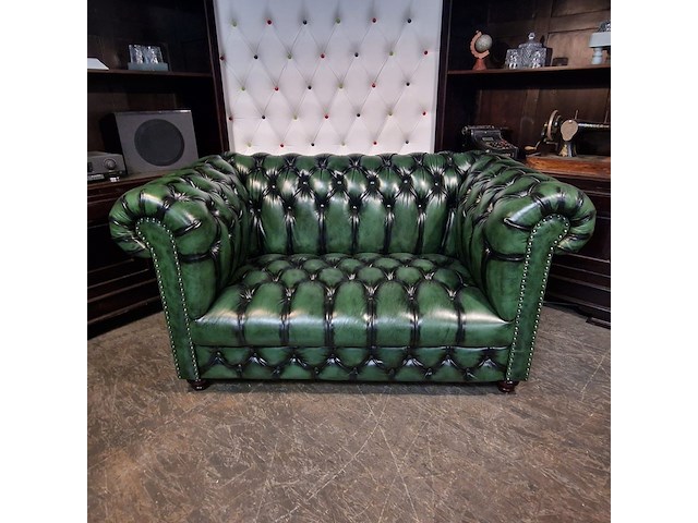 2-zits bank chesterfield, brighton, groen - afbeelding 2 van  5