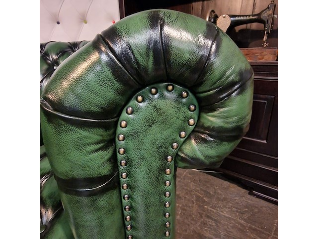 2-zits bank chesterfield, brighton, groen - afbeelding 4 van  5