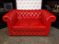 2-zits bank chesterfield, brighton, rood - afbeelding 2 van  6