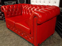 2-zits bank chesterfield, brighton, rood - afbeelding 3 van  6