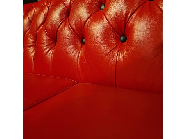2-zits bank chesterfield, brighton, rood - afbeelding 4 van  6