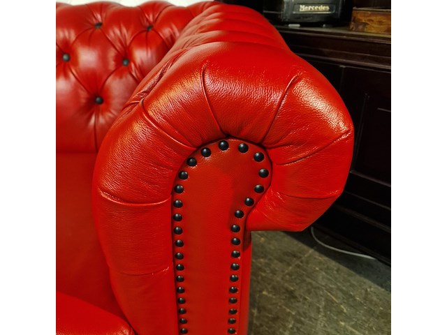 2-zits bank chesterfield, brighton, rood - afbeelding 5 van  6