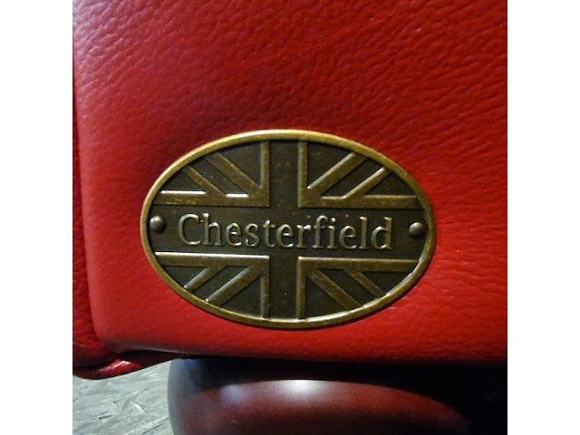 2-zits bank chesterfield, brighton, rood - afbeelding 6 van  6