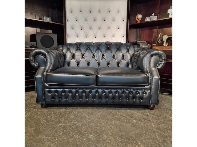 2-zits bank chesterfield, charlston, blauw - afbeelding 1 van  5