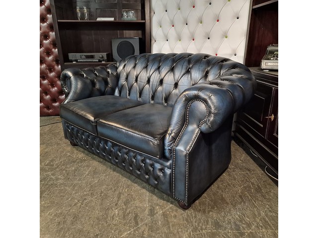 2-zits bank chesterfield, charlston, blauw - afbeelding 4 van  5