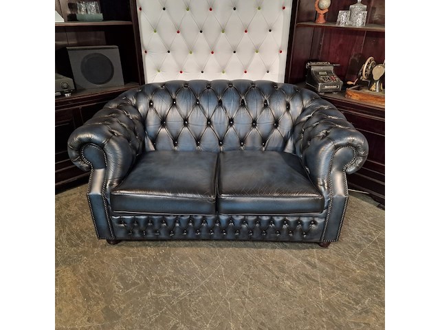 2-zits bank chesterfield, charlston, blauw - afbeelding 5 van  5