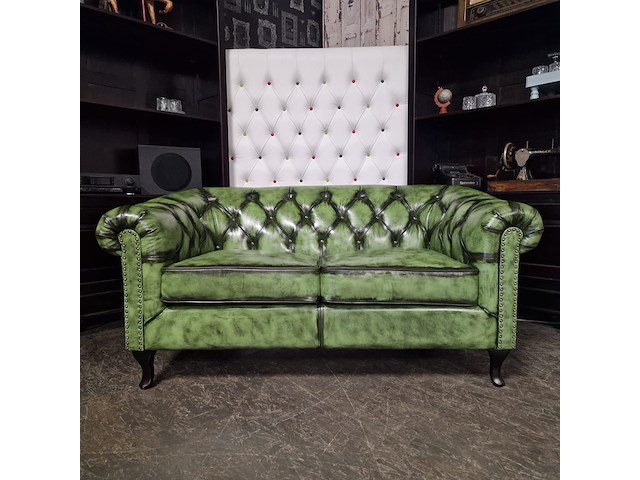 2-zits bank chesterfield, hampton, groen - afbeelding 1 van  4