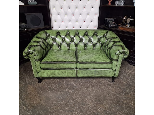 2-zits bank chesterfield, hampton, groen - afbeelding 2 van  4