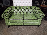 2-zits bank chesterfield, hampton, groen - afbeelding 2 van  4