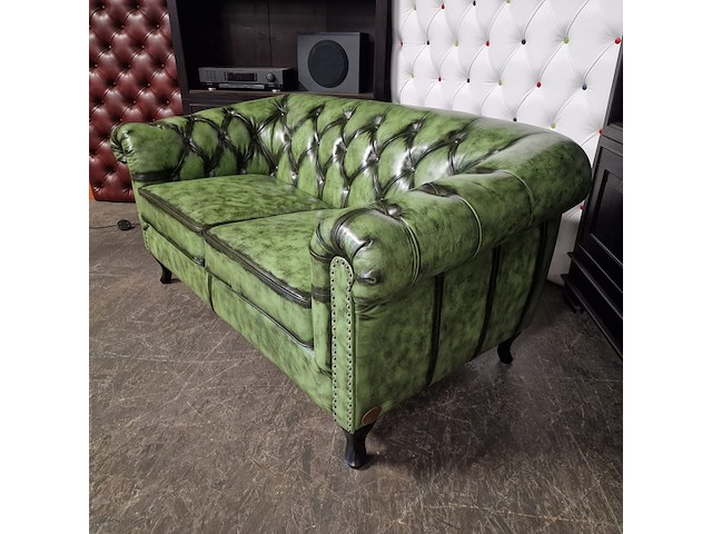 2-zits bank chesterfield, hampton, groen - afbeelding 3 van  4