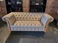 2-zits bank chesterfield, harris tweed , beige - afbeelding 2 van  4