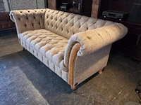 2-zits bank chesterfield, harris tweed , beige - afbeelding 4 van  4
