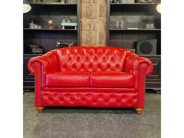 2-zits bank chesterfield, melbourne, rood - afbeelding 1 van  5