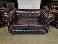 2-zits bank chesterfield, nal, rood - afbeelding 2 van  6