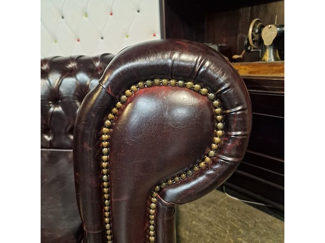 2-zits bank chesterfield, nal, rood - afbeelding 3 van  6