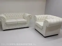 2 zits bank + fauteuil combinatie chesterfield, comfort, wit - afbeelding 1 van  4