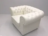 2 zits bank + fauteuil combinatie chesterfield, comfort, wit - afbeelding 4 van  4